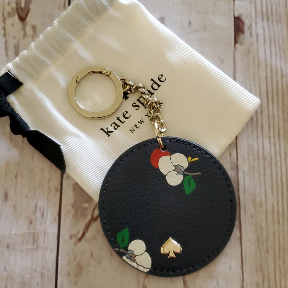 ♠️Kate Spade Floral Leather Key Keychain Fob Charm